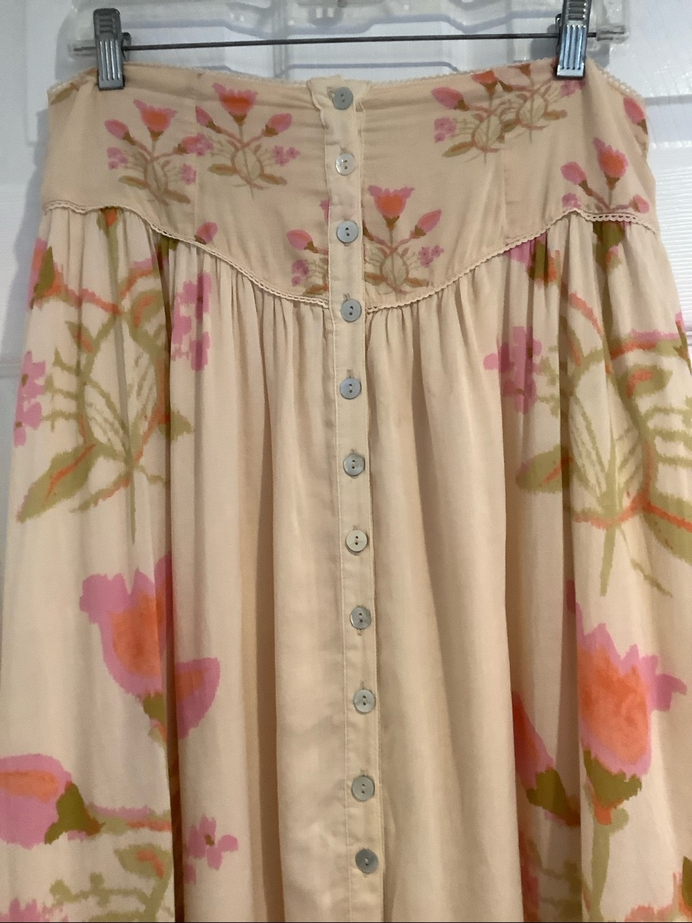 FREE PEOPLE “Easy To Love” 100% Modal Floral Boho Cottagecore Flowy Maxi Skirt M - Picture 2 of 10